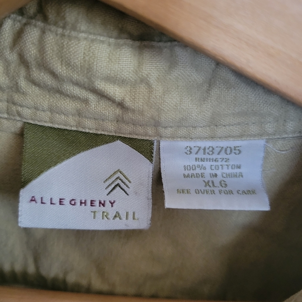 Allegheny Trail Long Sleeve Button Down Cotton Flannel Tan Olive XL Extra Large - Picture 3 of 7